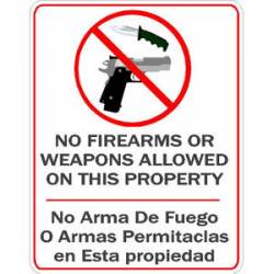No Firearms Or Weapons Allowed On This Property - Sticker