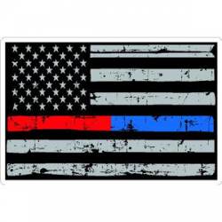 Thin Red Blue Line Distressed American Flag - Sticker