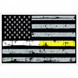 Thin White Yellow Line Distressed American Flag - Sticker