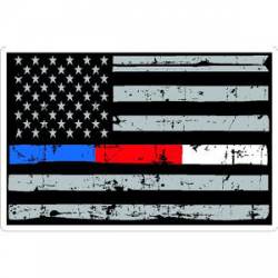 Thin Blue Red White Line Distressed American Flag - Sticker