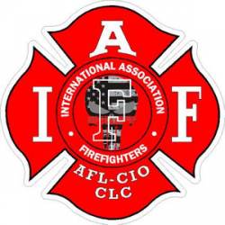 Red Punisher Skull IAFF International Association Firefighters Yellow Banner - Sticker