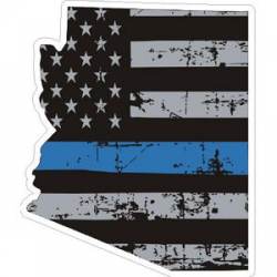 Arizona Thin Blue Line Subdued Distressed American Flag - Sticker