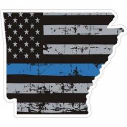Arkansas Thin Blue Line Subdued Distressed American Flag - Sticker