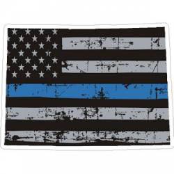 Colorado Thin Blue Line Subdued Distressed American Flag - Sticker