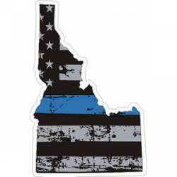 Idaho Thin Blue Line Subdued Distressed American Flag - Sticker
