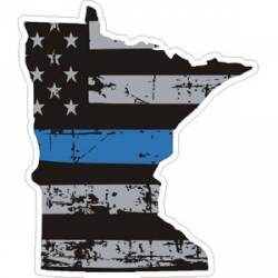 Minnesota Thin Blue Line Subdued Distressed American Flag - Sticker
