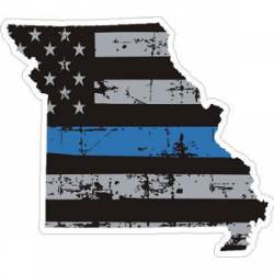 Missouri Thin Blue Line Subdued Distressed American Flag - Sticker