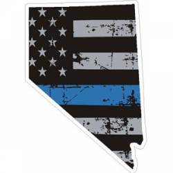 Nevada Thin Blue Line Subdued Distressed American Flag - Sticker