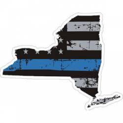 New York Thin Blue Line Subdued Distressed American Flag - Sticker