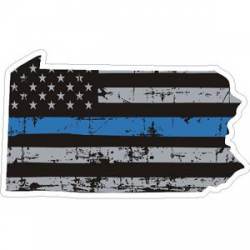 Pennsylvania Thin Blue Line Subdued Distressed American Flag - Sticker