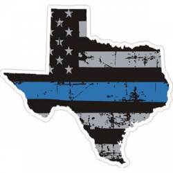 Texas Thin Blue Line Subdued Distressed American Flag - Sticker