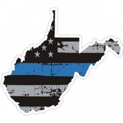 West Virginia Thin Blue Line Subdued Distressed American Flag - Sticker