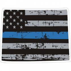 Wyoming Thin Blue Line Subdued Distressed American Flag - Sticker