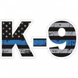 Thin Blue Line Distressed American Flag K-9 - Sticker