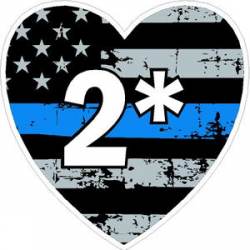 Thin Blue Line Distressed Flag 2* Heart - Sticker