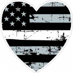 Thin White Line Distressed American Flag Heart - Sticker