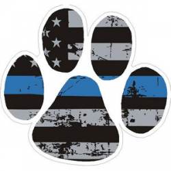 Thin Blue Line Distressed Flag K-9 Paw - Sticker