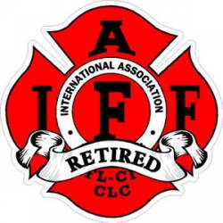 Retired IAFF International Association Firefighters White Banner - Sticker