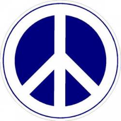 Blue & White Round Peace Sign - Sticker