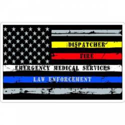Thin Yellow Red White & Blue Line Distressed American Flag - Sticker