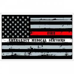 Thin Red & White Line Distressed American Flag - Sticker