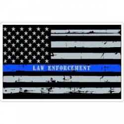 Thin Blue Line Law Enforcement Distressed American Flag - Sticker