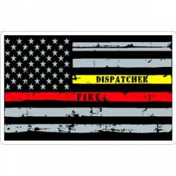 Thin Yellow & Red Line Distressed American Flag - Sticker