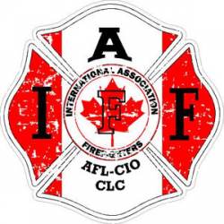 Canadian Flag IAFF International Association Firefighters - Sticker