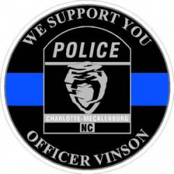 Thin Blue Line Charlotte Mecklenburg Officer Support - Sticker