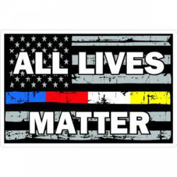 All Lives Matter Blue Red White Yellow Line Flag - Sticker