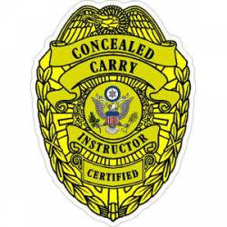 Concealed Carry Instructor Certified Yellow Badge - Sticker