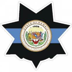 Thin Blue Line 7 Point Badge Hawaii - Sticker