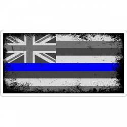 Thin Blue Line Subdued Distressed Hawaii Flag - Sticker