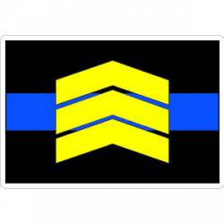 Thin Blue Line Yellow Sergeant Chevrons - Sticker