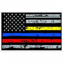 Thin Yellow Blue Red Line Distressed American Flag - Sticker