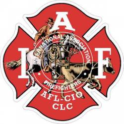 Rodeo Steer Roping IAFF International Association Firefighters - Sticker