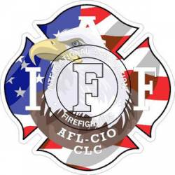 United States Flag & Eagle Head IAFF International Association Firefighters - Sticker