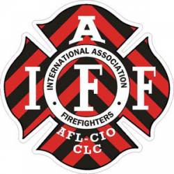 Black & Red Chevrons IAFF International Association Firefighters - Sticker