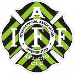 Black & Green Chevrons IAFF International Association Firefighters - Sticker