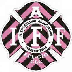 Black & Pink Chevrons IAFF International Association Firefighters - Sticker