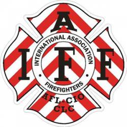 Red & White Chevron IAFF International Association Firefighters - Sticker