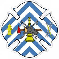 Blue & White Chevron Firefighter Maltese Cross - Sticker