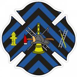 Blue & Black Chevron Firefighter Maltese Cross - Sticker