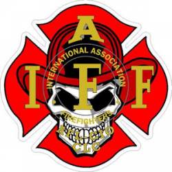 Skull Firefighter IAFF International Association Firefighters - Sticker
