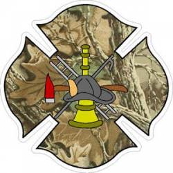 Camo Firefighter Maltese Cross - Sticker