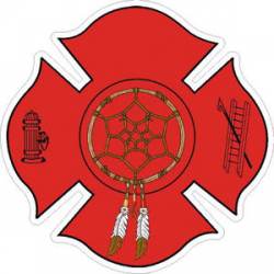 Dreamcatcher Firefighter Maltese Cross - Sticker