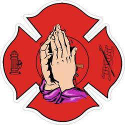Praying Hands Firefighter Maltese Cross - Sticker