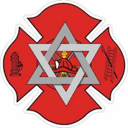Jewish Firefighter Maltese Cross - Sticker