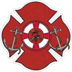 Water Rescue Firefighter Maltese Cross - Sticker