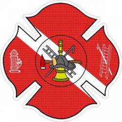 Diver Firefighter Maltese Cross - Sticker